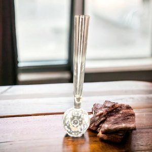 Vtg Kosta Sweden Handblown Controlled Bubble Clear Art Glass Bullicante Bud Vase